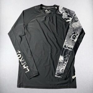 Lafroi Rash Guard Men XL Black Long Sleeve Dragon Floral Graphic Performance Top
